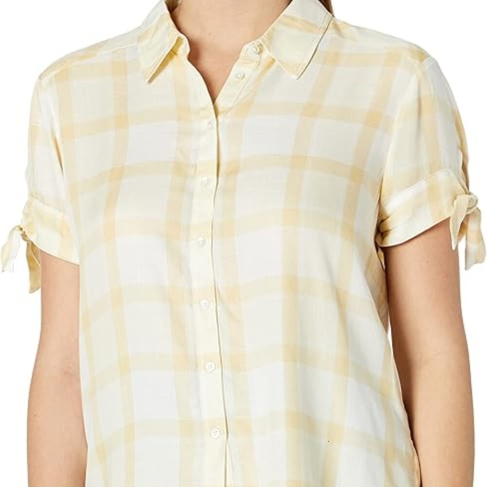 NWT PAIGE Avery Shirt Tie Front in Butter